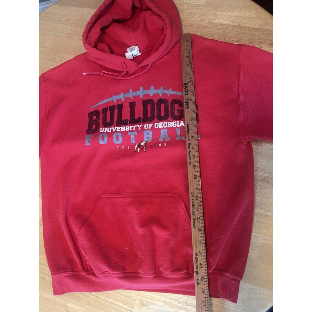 UGA Bulldogs Football Red Hoodie Womens LRG Gildan Heavy Blend Pullover Georgia - Picture 10 of 13